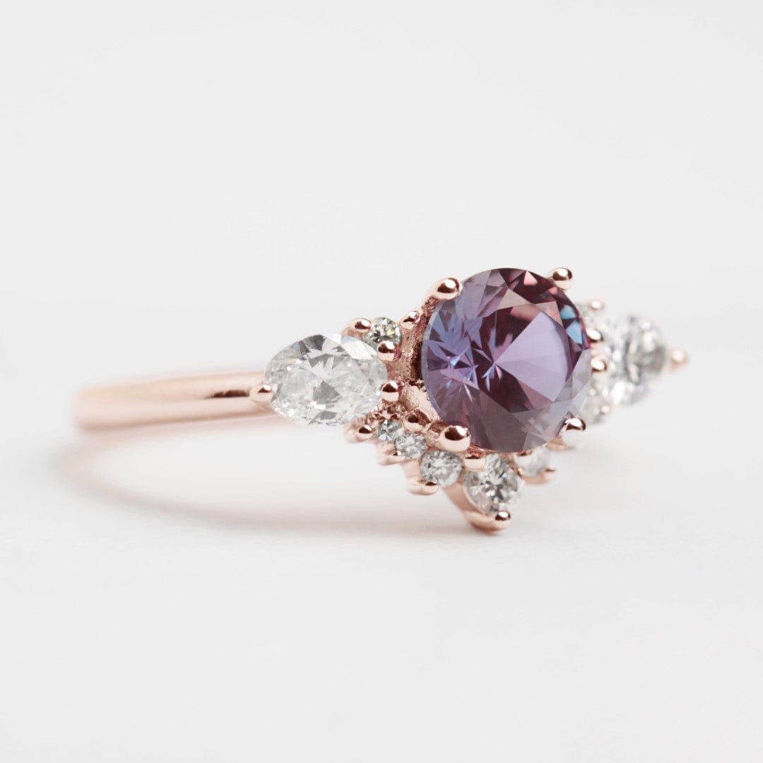 Alexandrite and lab diamond cluster engagement ring - Vinny & Charles