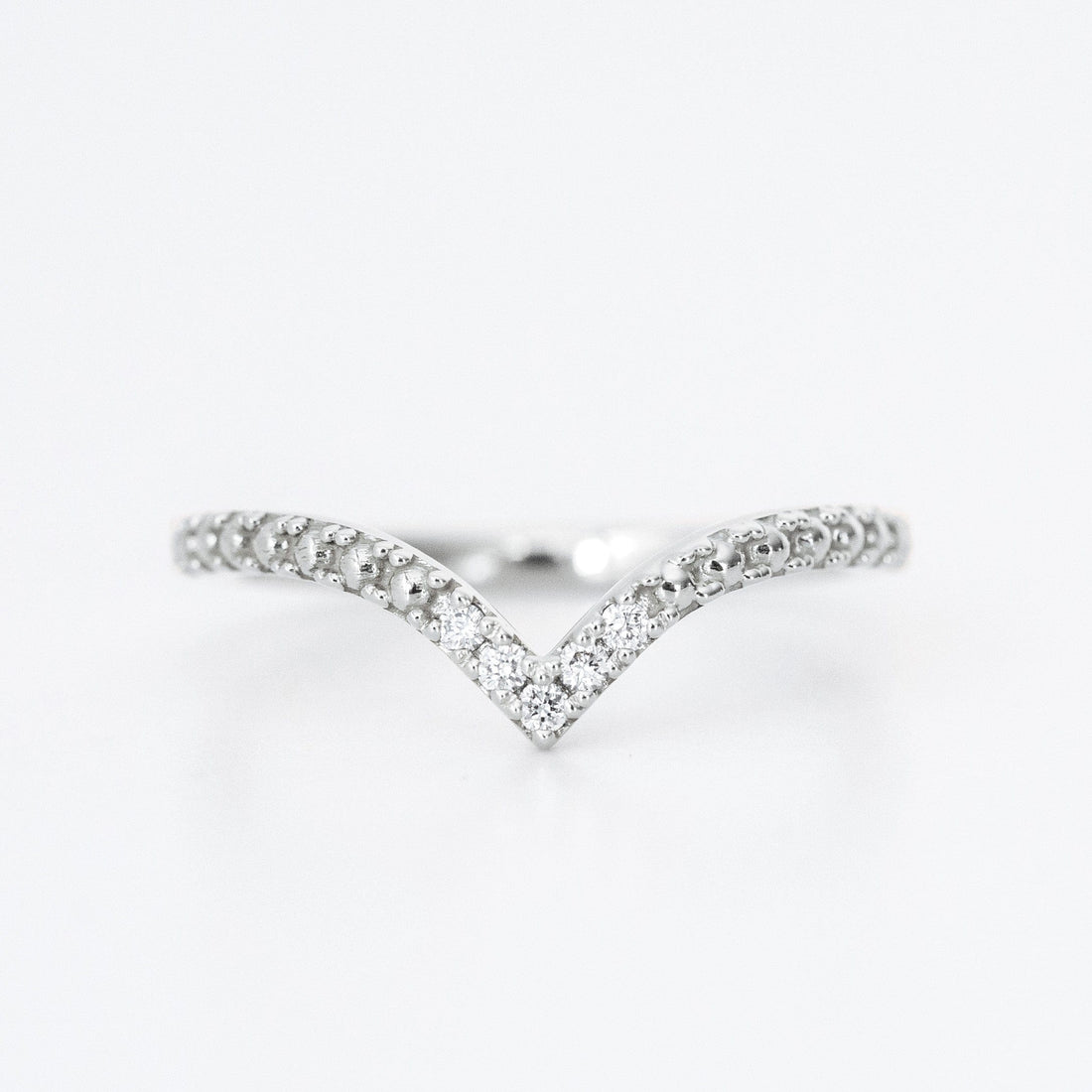 Chevron Diamond Beaded Wedding Ring - Vinny & Charles