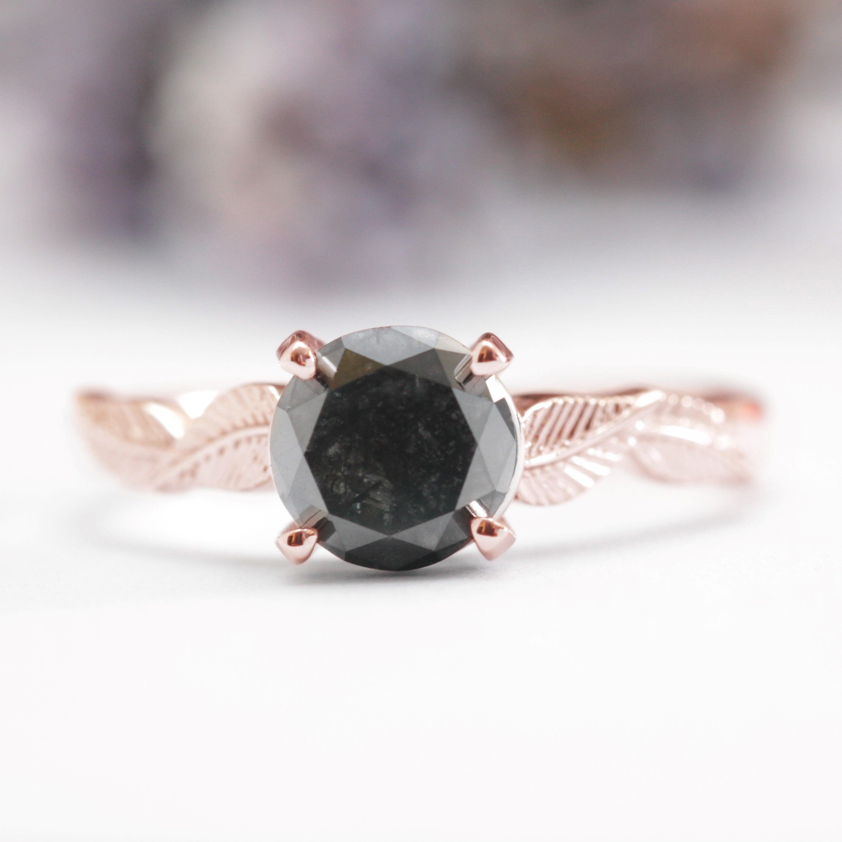 Black Diamond Leaf Engagement Ring - Vinny & Charles