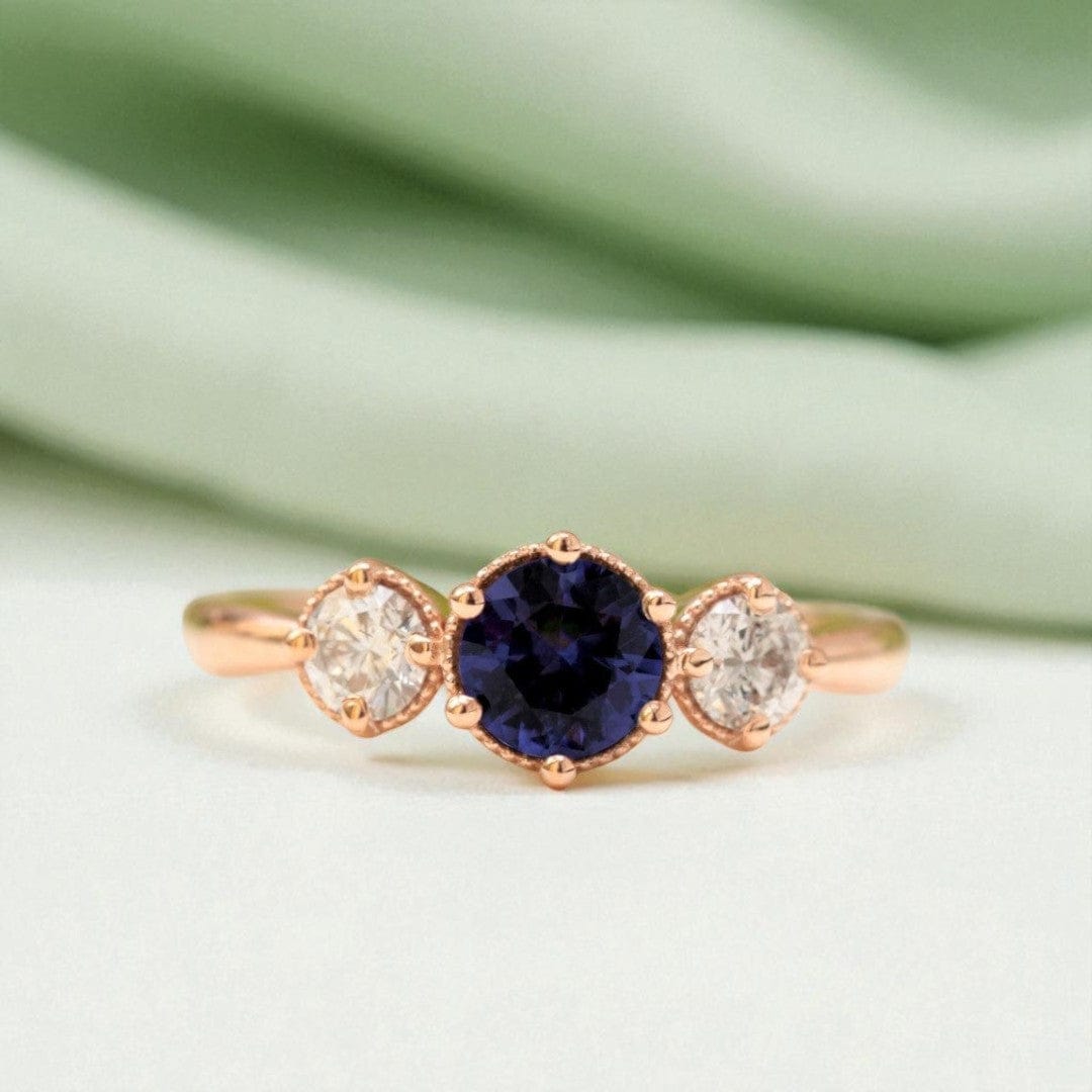 Blue Sapphire Trilogy Engagement Ring