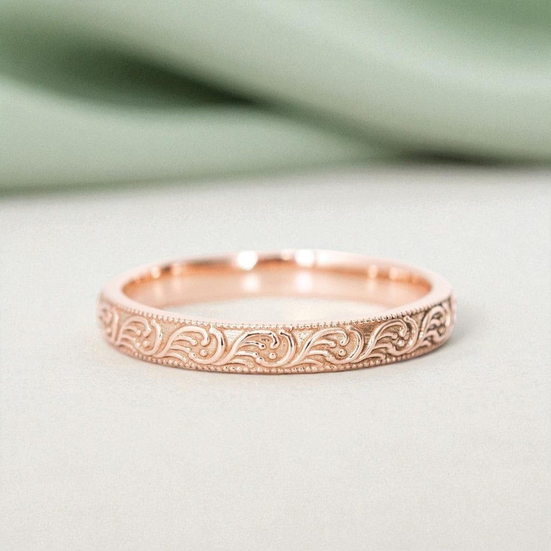 patterned wedding ring rose gold