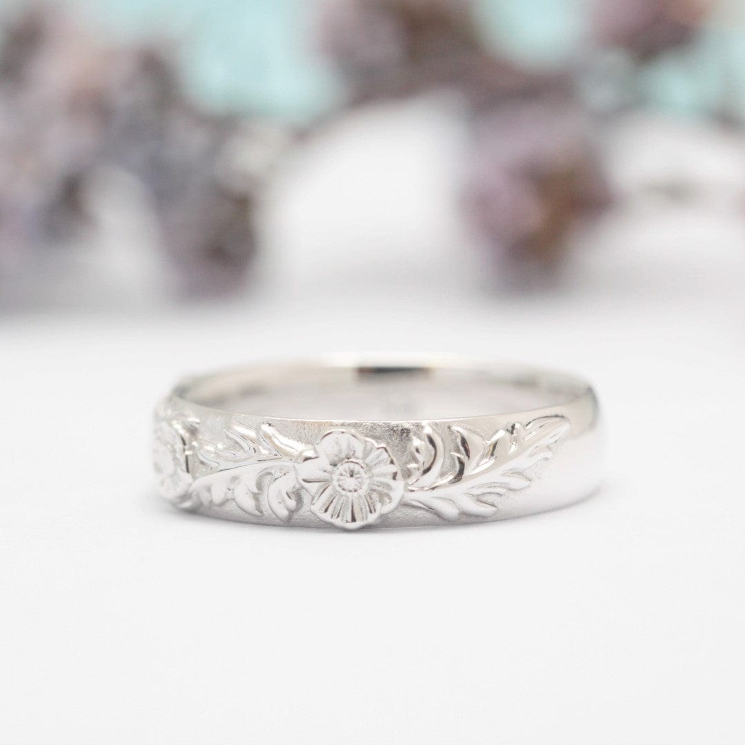 Poppy Leaf Wedding Ring Set - Vinny & Charles