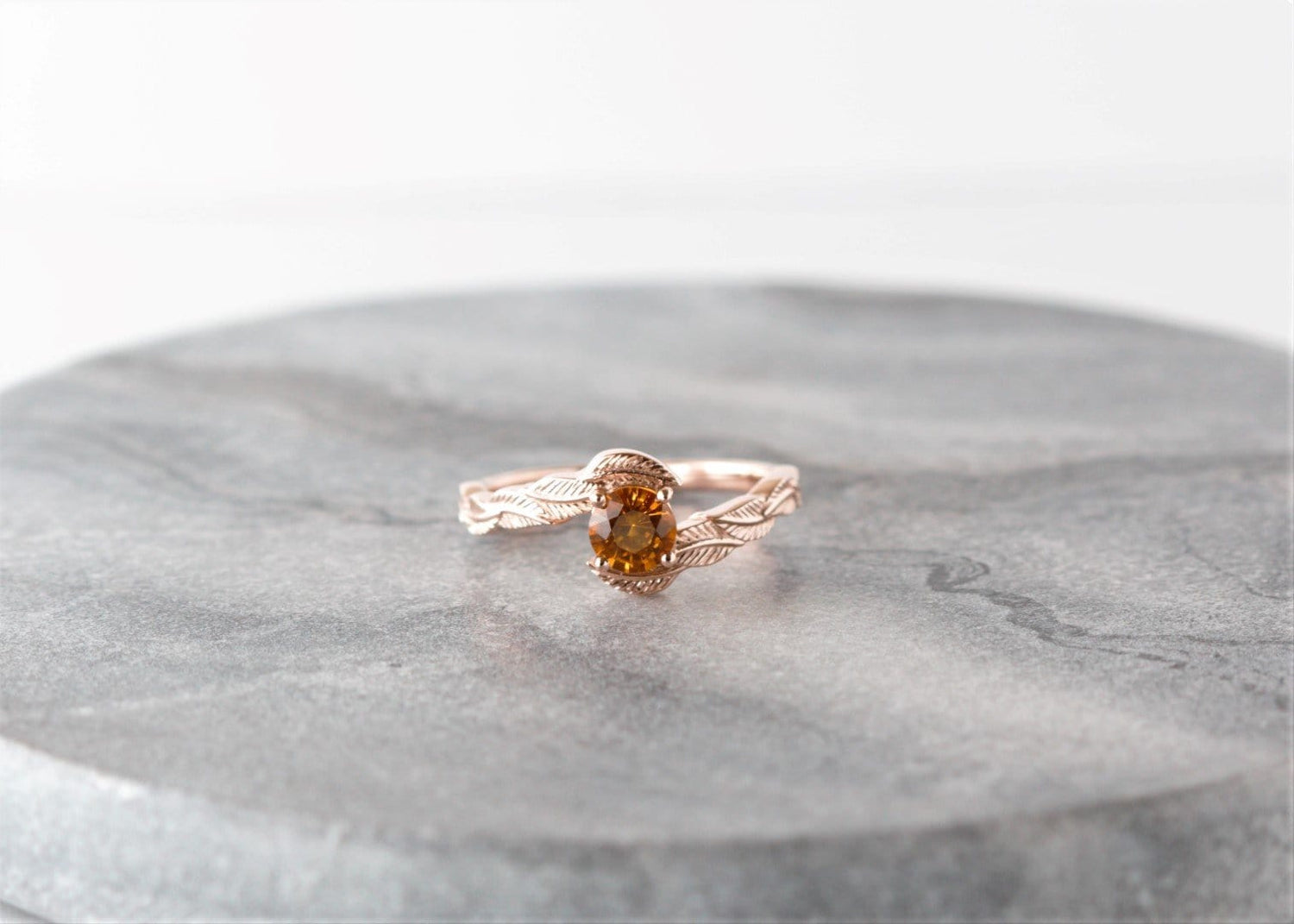 Orange Sapphire Leaf Engagement Ring - Vinny & Charles