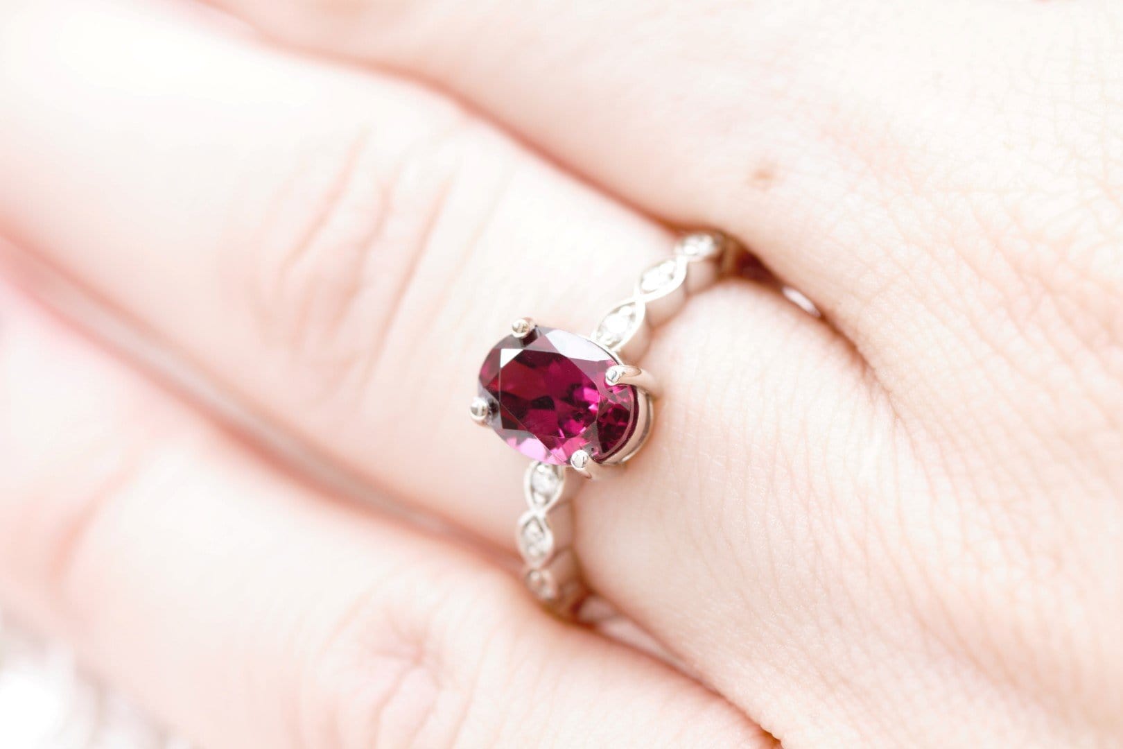 Rhodolite Garnet and Diamond Engagement Ring - Vinny & Charles