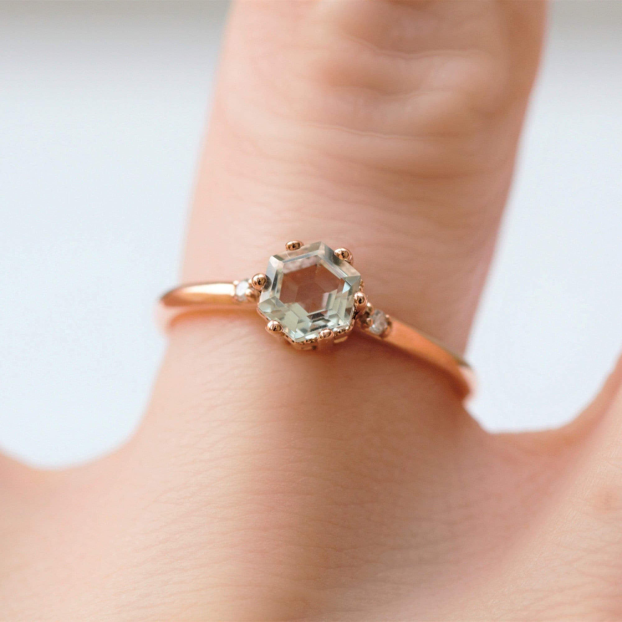 Green amethyst and diamond engagement ring - Vinny & Charles