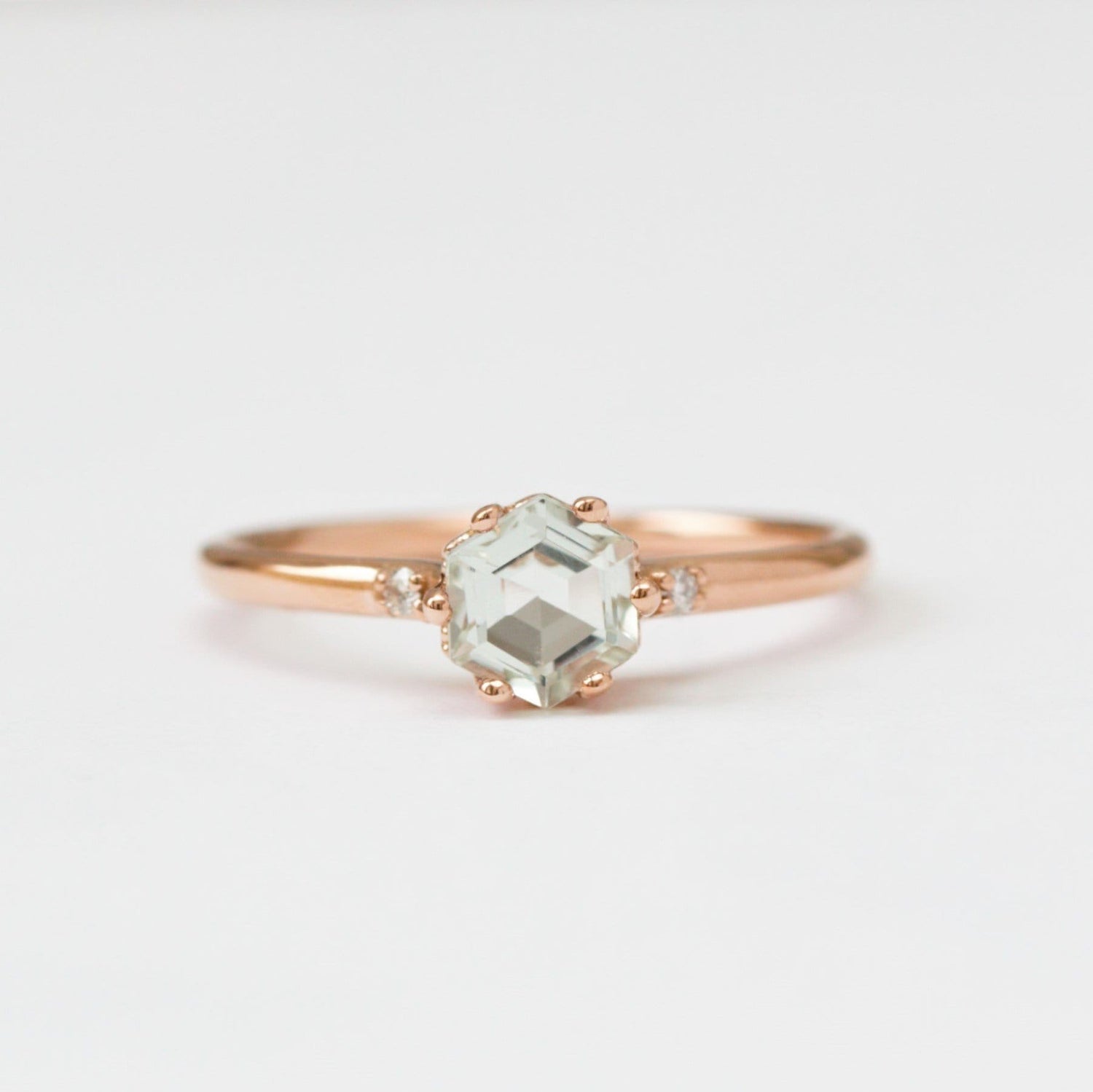 Green amethyst and diamond engagement ring - Vinny & Charles