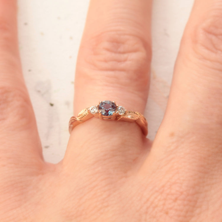 Alexandrite Leaf Engagement Ring - Vinny & Charles