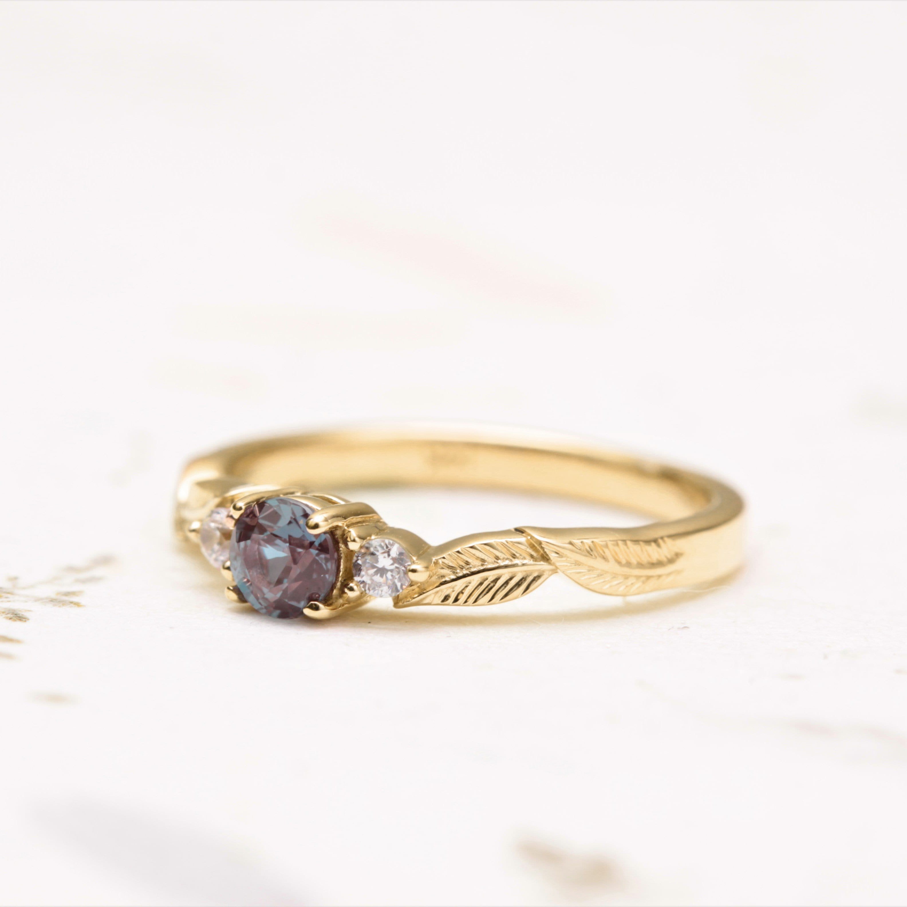 Alexandrite Leaf Engagement Ring - Vinny & Charles