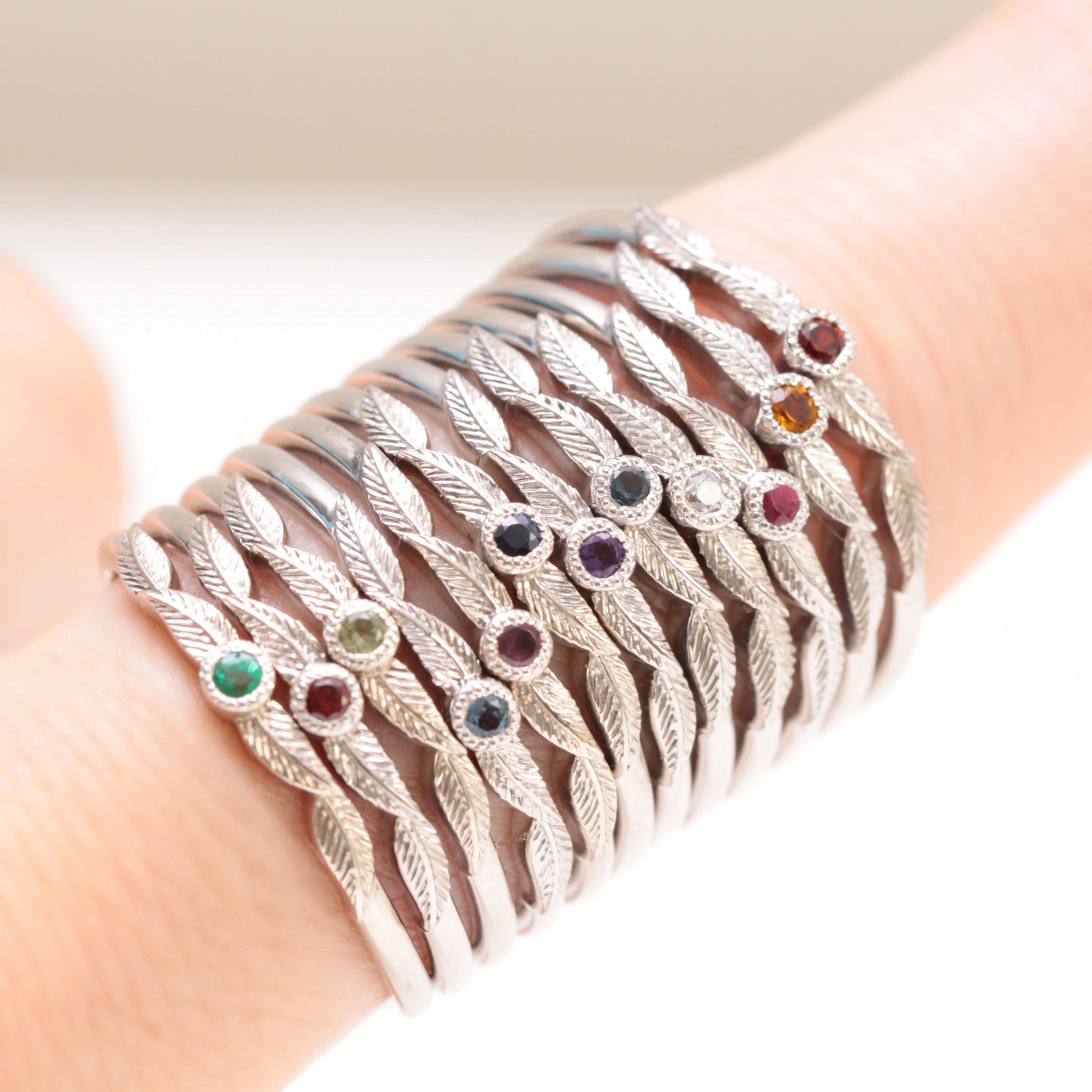 Emerald Birthstone Leaf Ring - Vinny & Charles