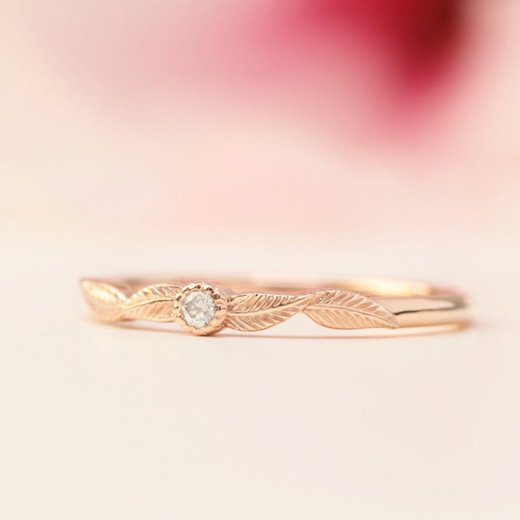 Diamond Birthstone Leaf Ring - Vinny & Charles