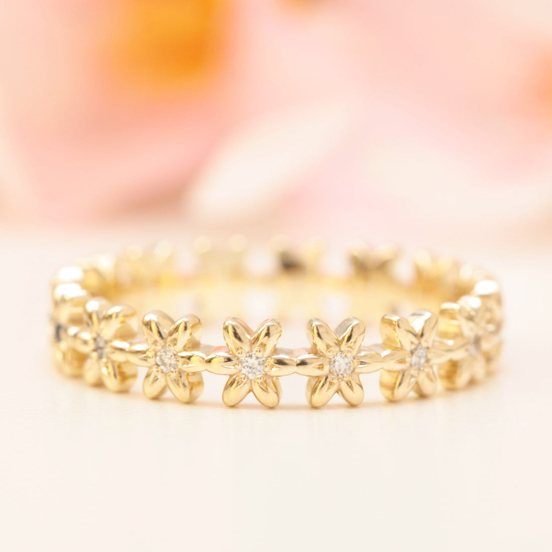 Diamond Eternity Flower Wedding Band - Vinny & Charles