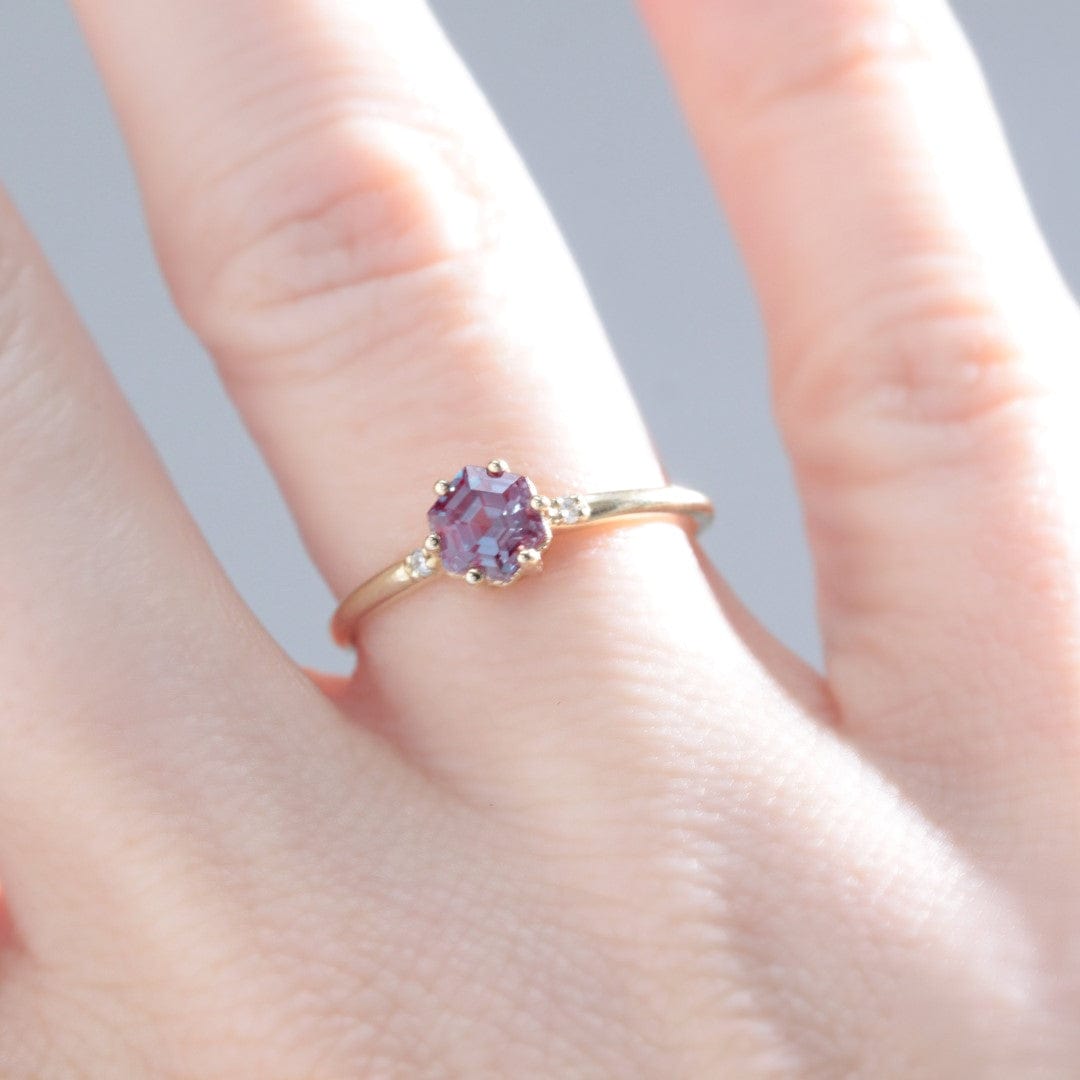 Hexagon Alexandrite and diamond engagement ring - Vinny & Charles