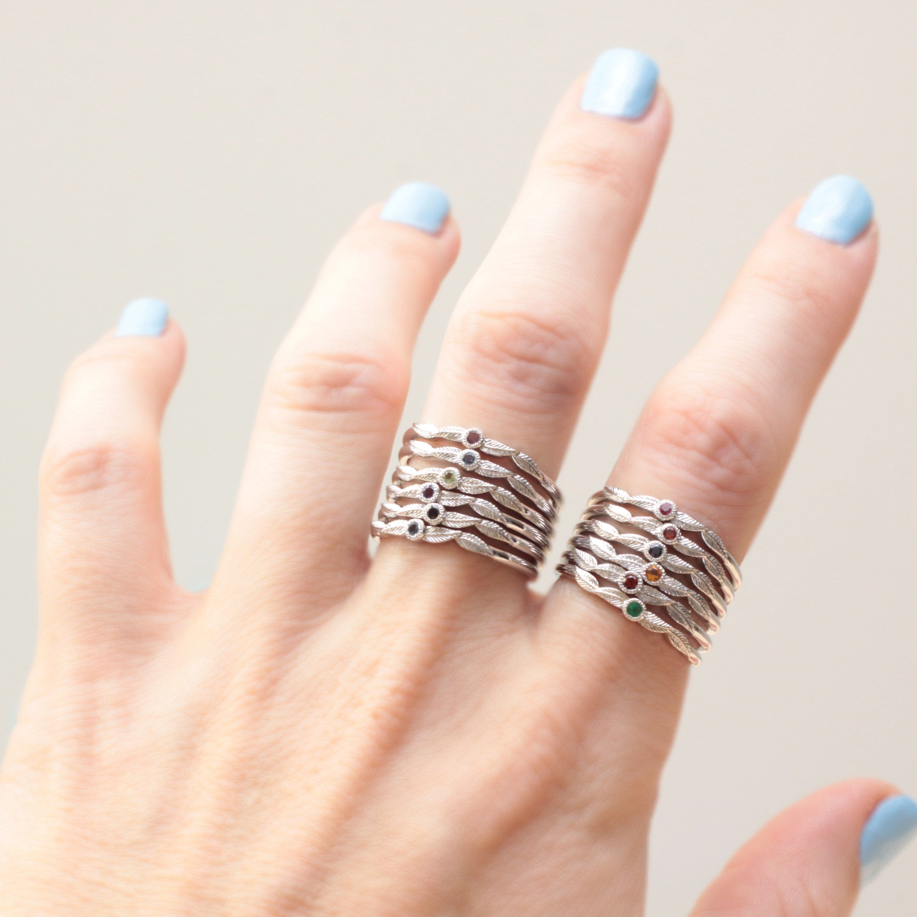 Sapphire Birthstone Leaf Ring - Vinny & Charles