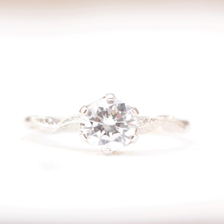 Solitaire Leaf Engagement Ring - Vinny & Charles