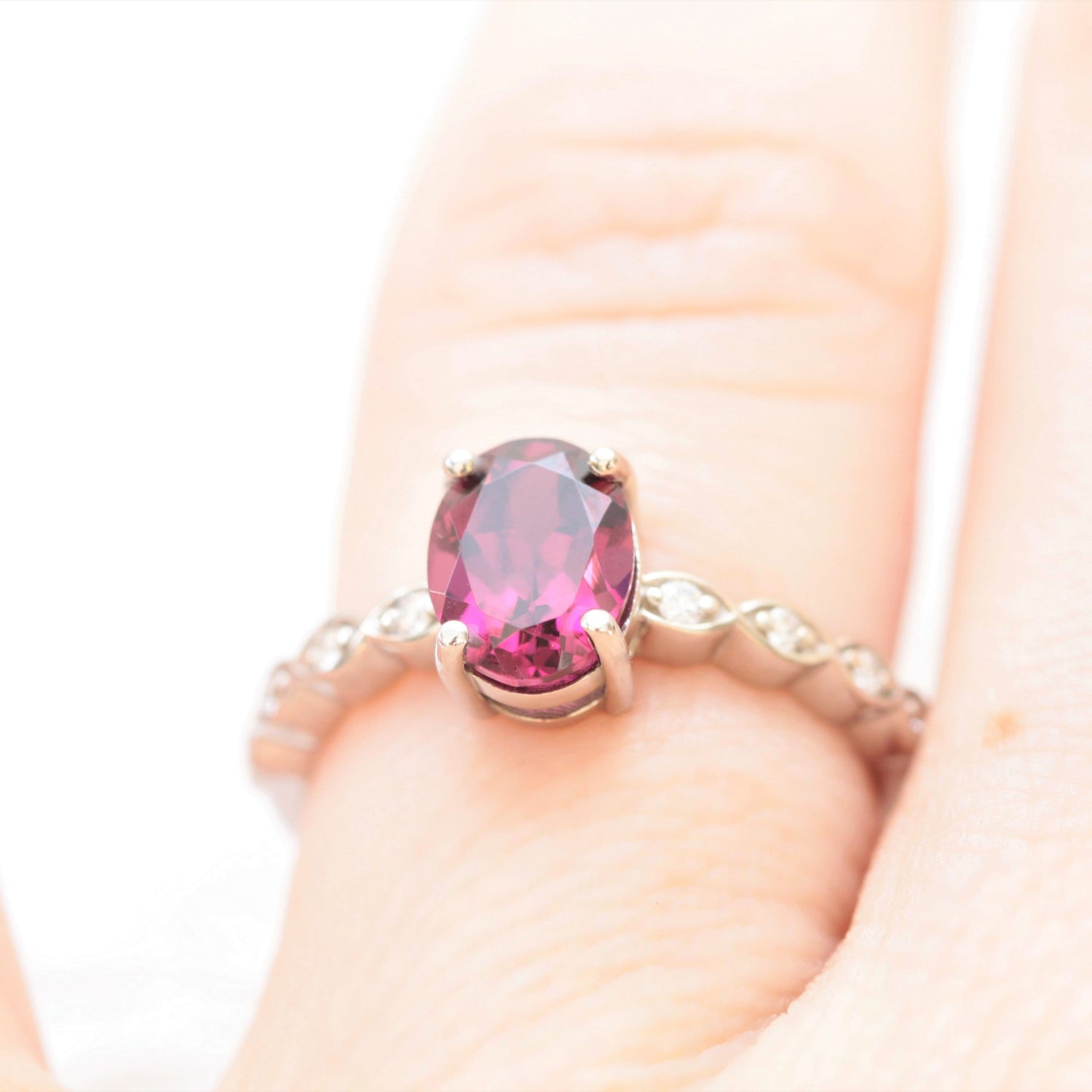 Rhodolite Garnet and Diamond Engagement Ring - Vinny & Charles
