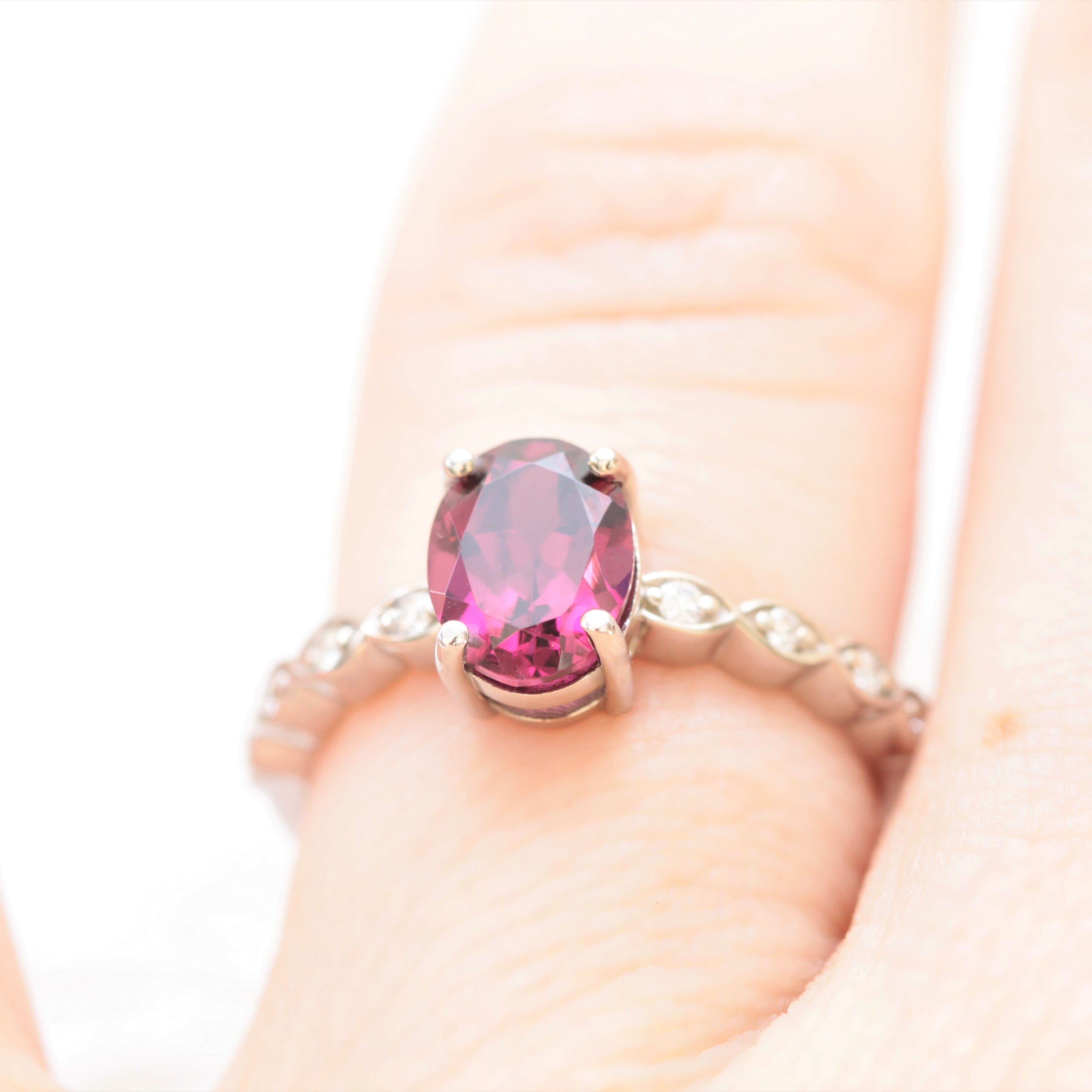 Rhodolite Garnet and Diamond Engagement Ring - Vinny & Charles