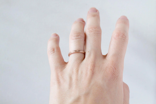 Patterned Rose Gold Wedding Ring - Vinny & Charles