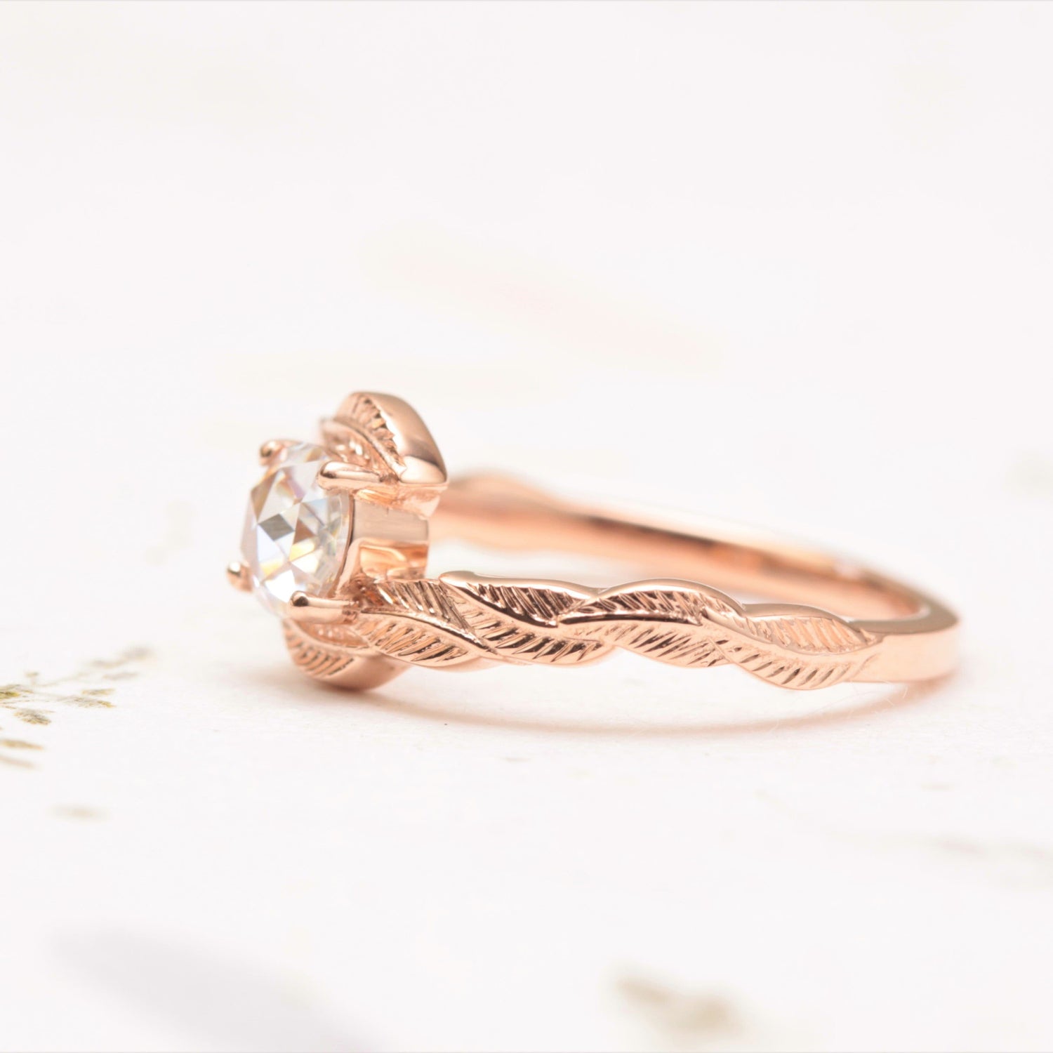 Moissanite Leaf Engagement Ring - Vinny & Charles