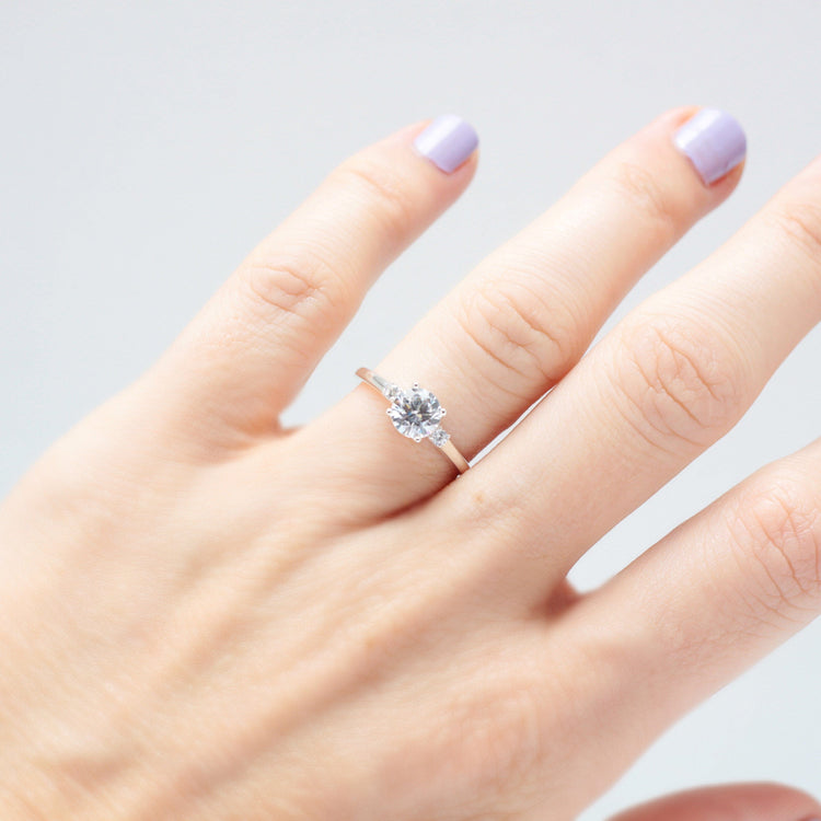 Round Moissanite Trilogy Ring - Vinny & Charles