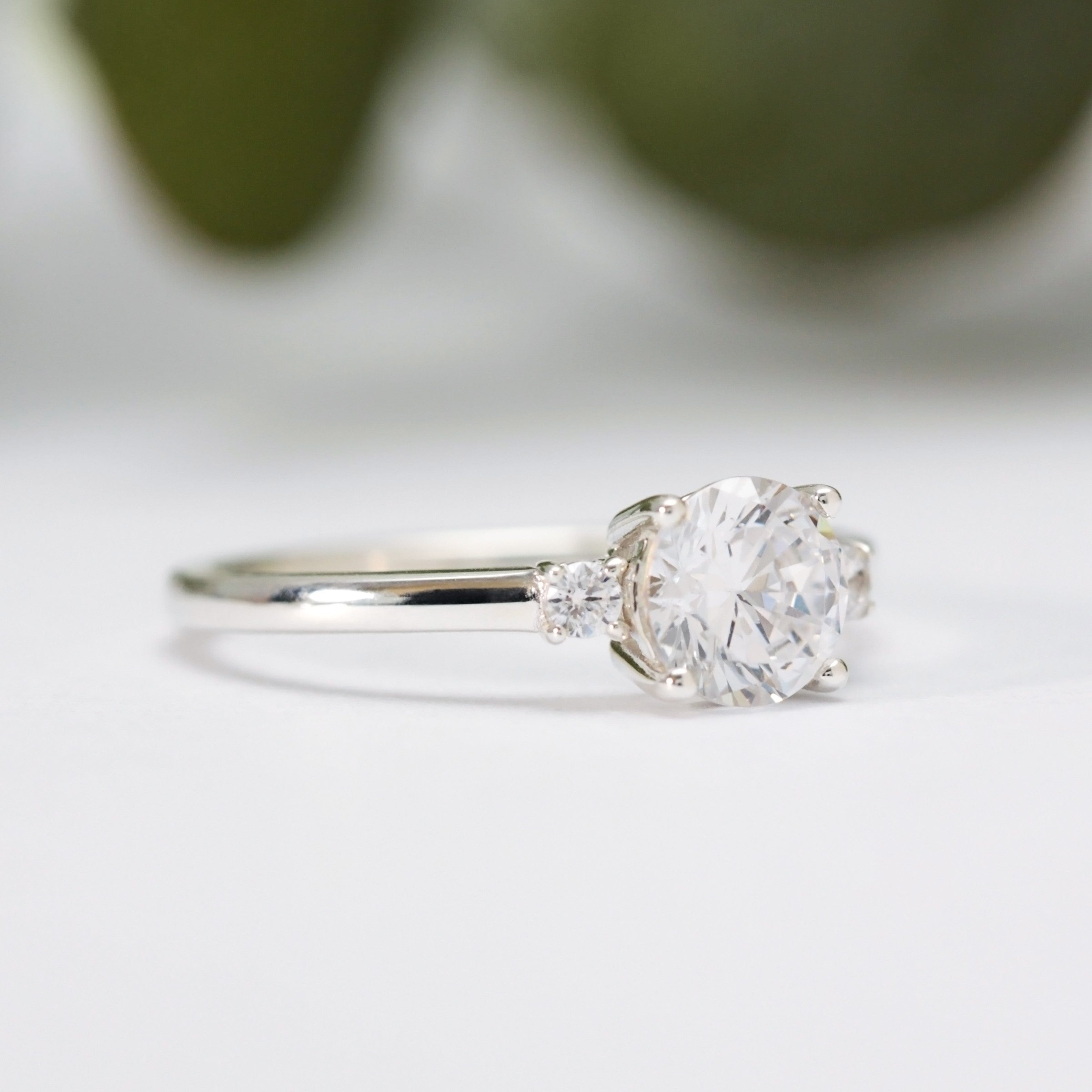 Round Moissanite Trilogy Ring - Vinny & Charles