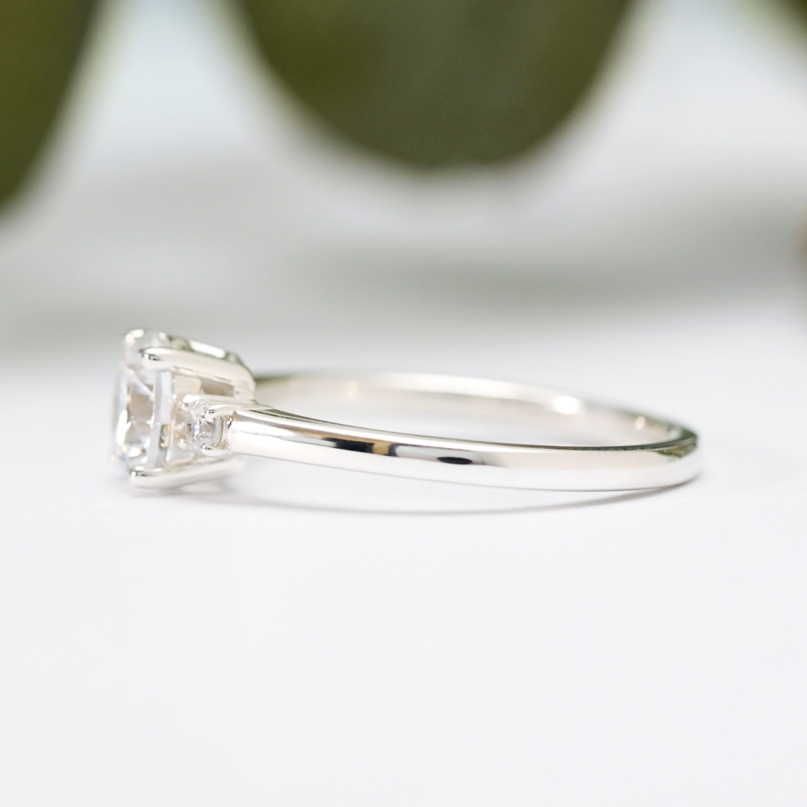 Round Moissanite Trilogy Ring - Vinny & Charles