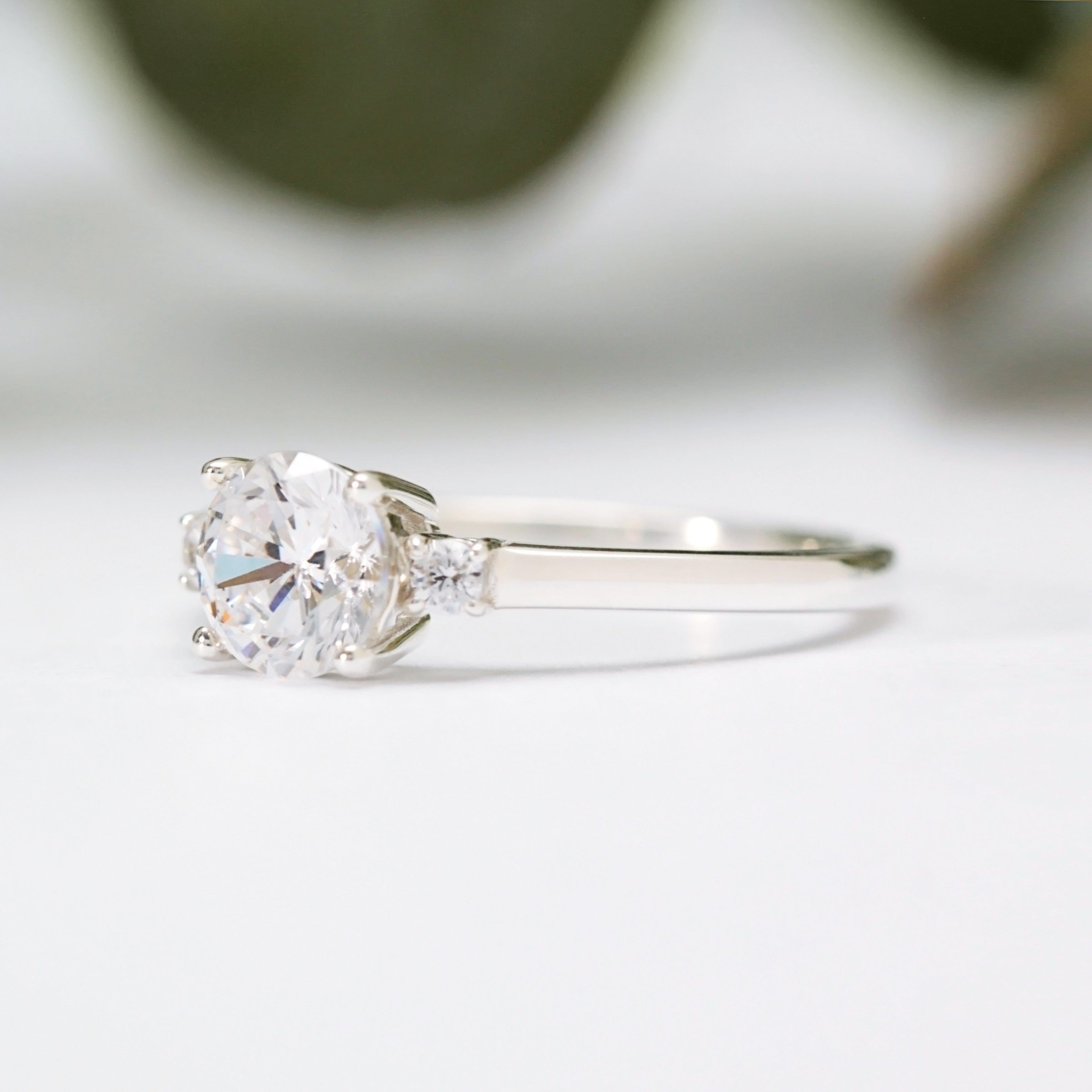 Round Moissanite Trilogy Ring - Vinny & Charles