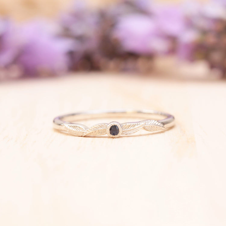 Sapphire Birthstone Leaf Ring - Vinny & Charles