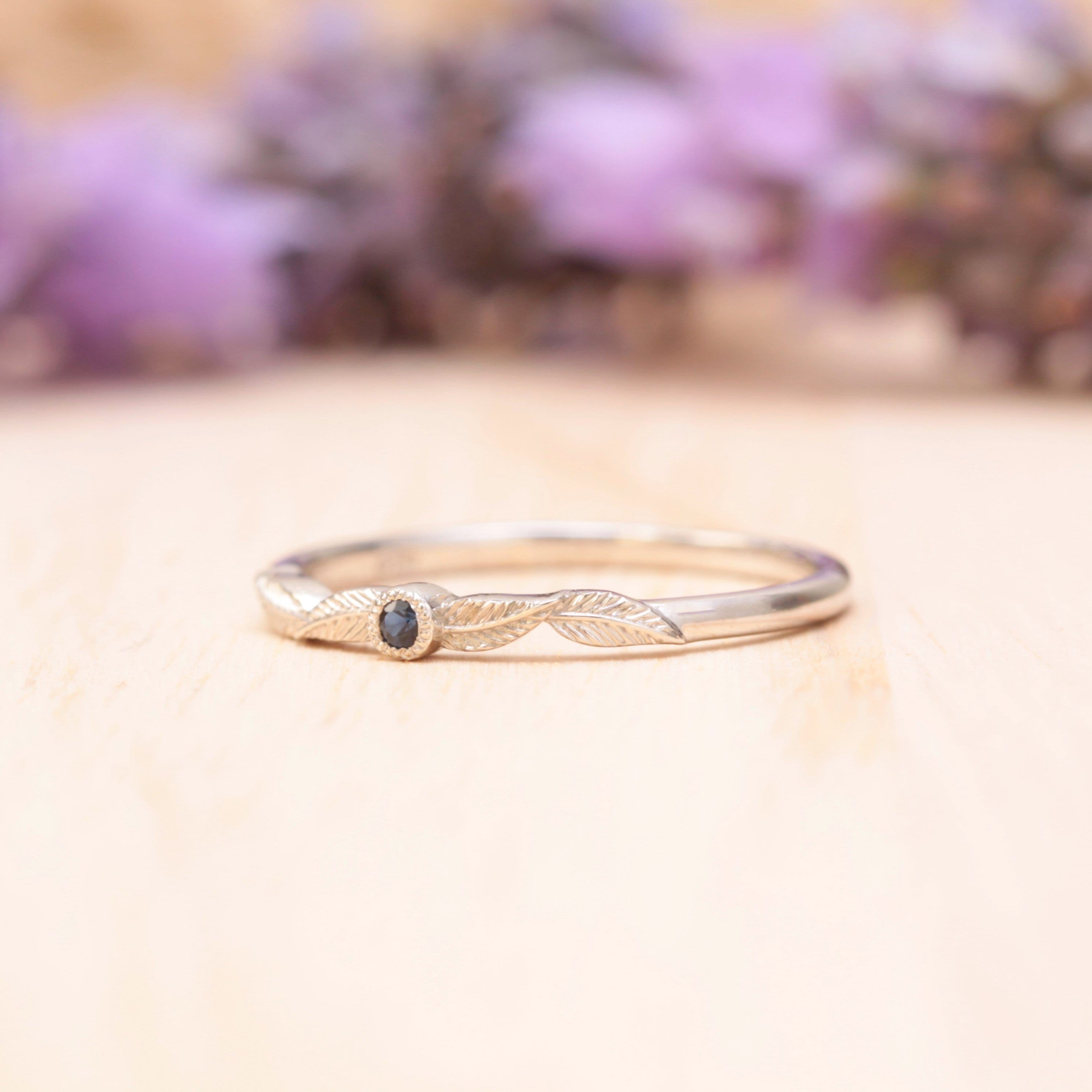 Sapphire Birthstone Leaf Ring - Vinny & Charles