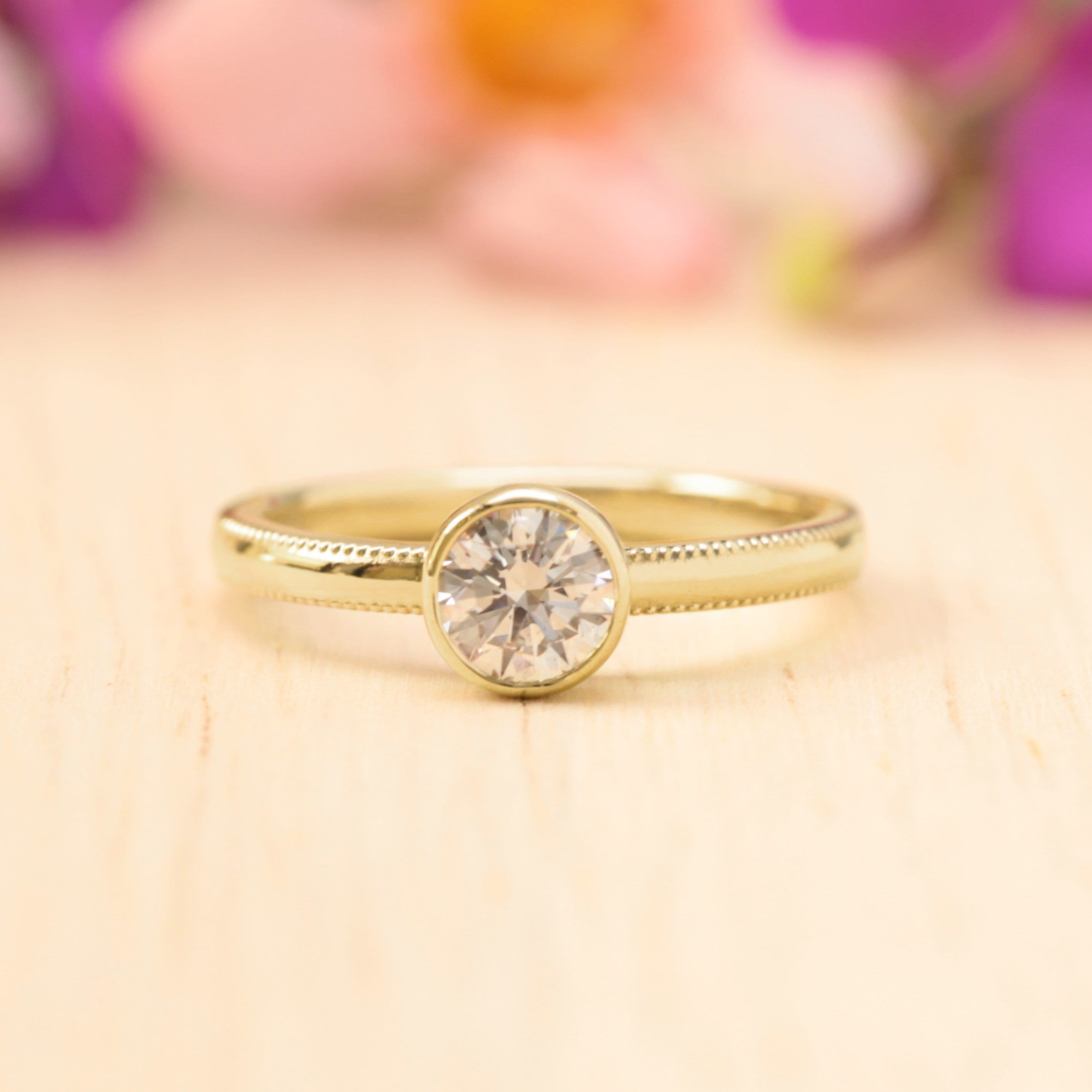 Milgrain diamond engagement ring - Vinny & Charles