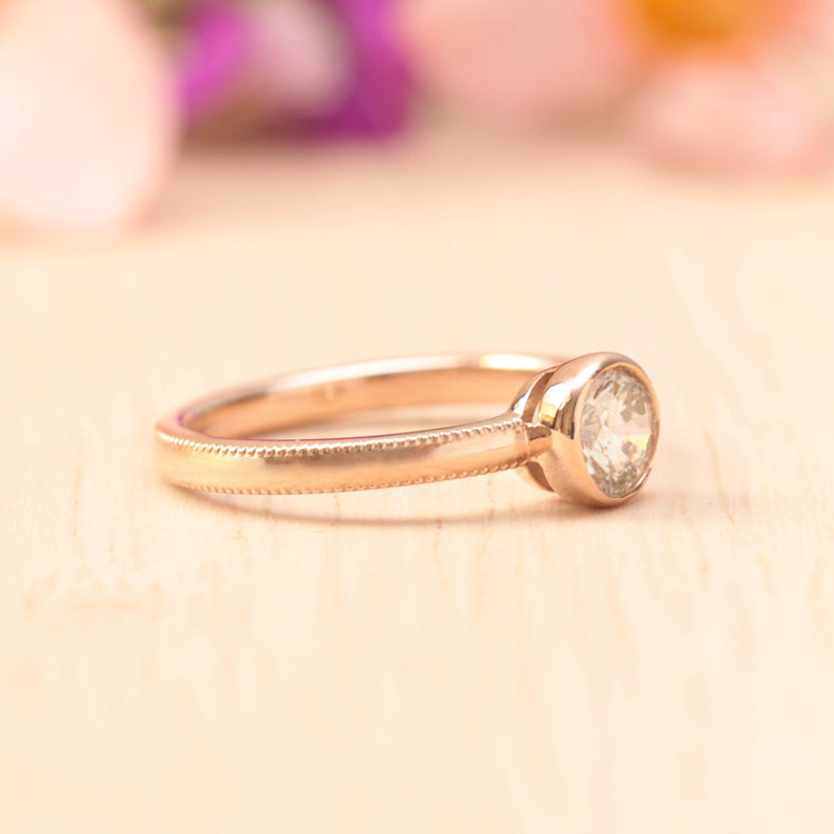 Milgrain diamond engagement ring - Vinny & Charles
