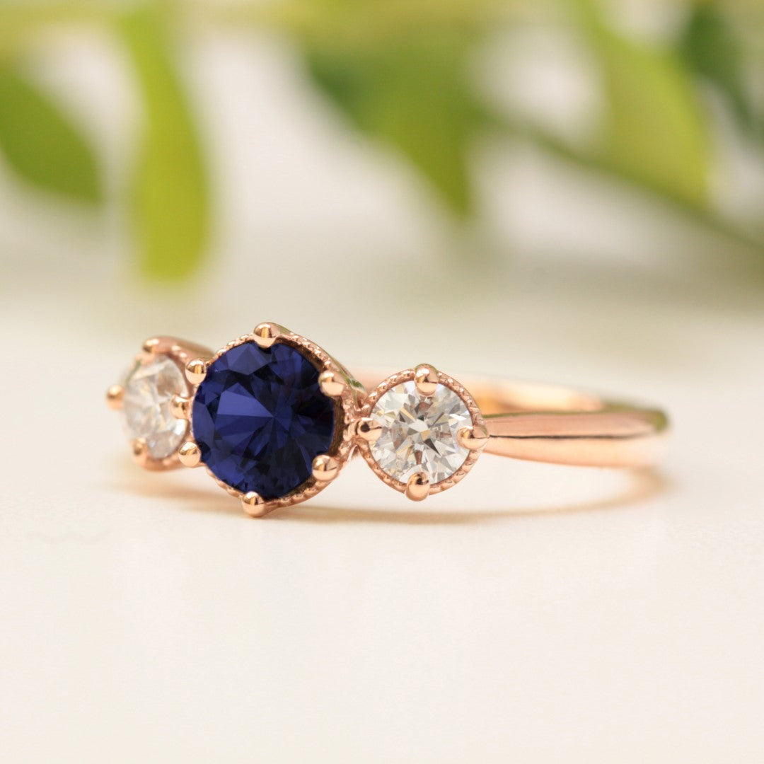 blue sapphire and diamond engagement ring