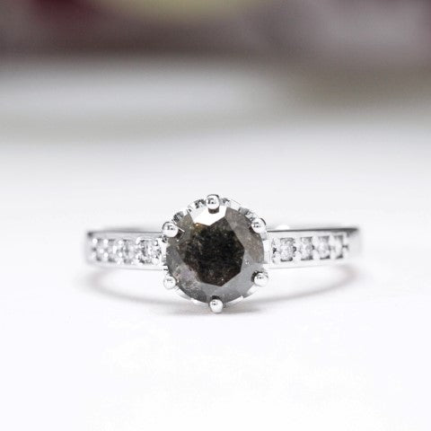 salt and pepper diamond engagement ring