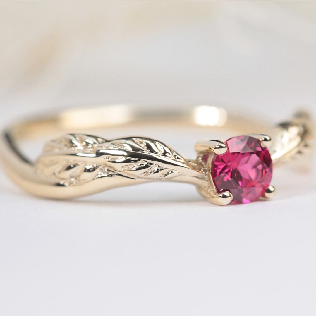 Ember Ruby Leaf Engagement Ring