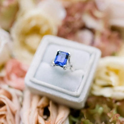 Blue Sapphire Diamond Engagement Ring