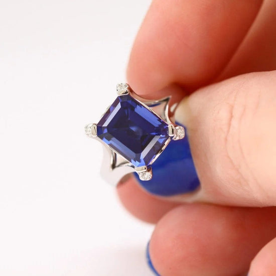 Blue Sapphire Diamond Engagement Ring