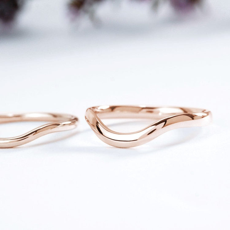 2mm curved rose gold wedding band 14k and 18k