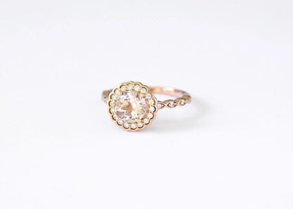 Morganite Halo Engagement Ring