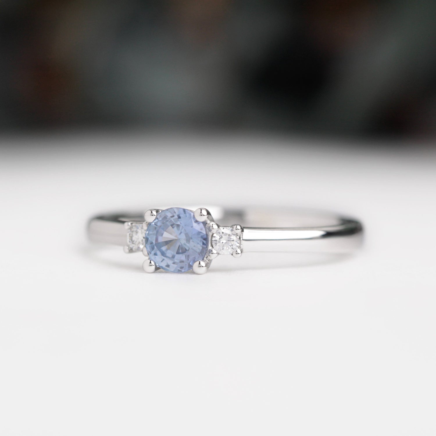 aquamarine blue sapphire diamond engagement ring white gold front square