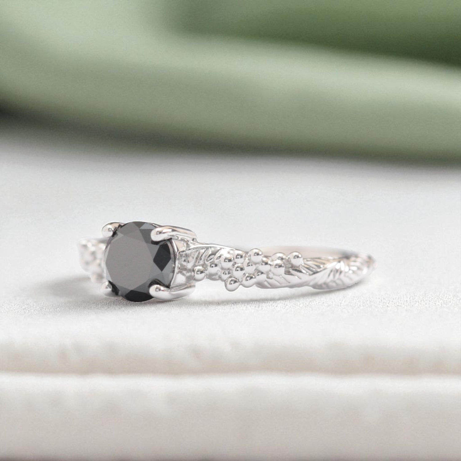 black-diamond-wattle-leaf-engagement-ring-white-gold