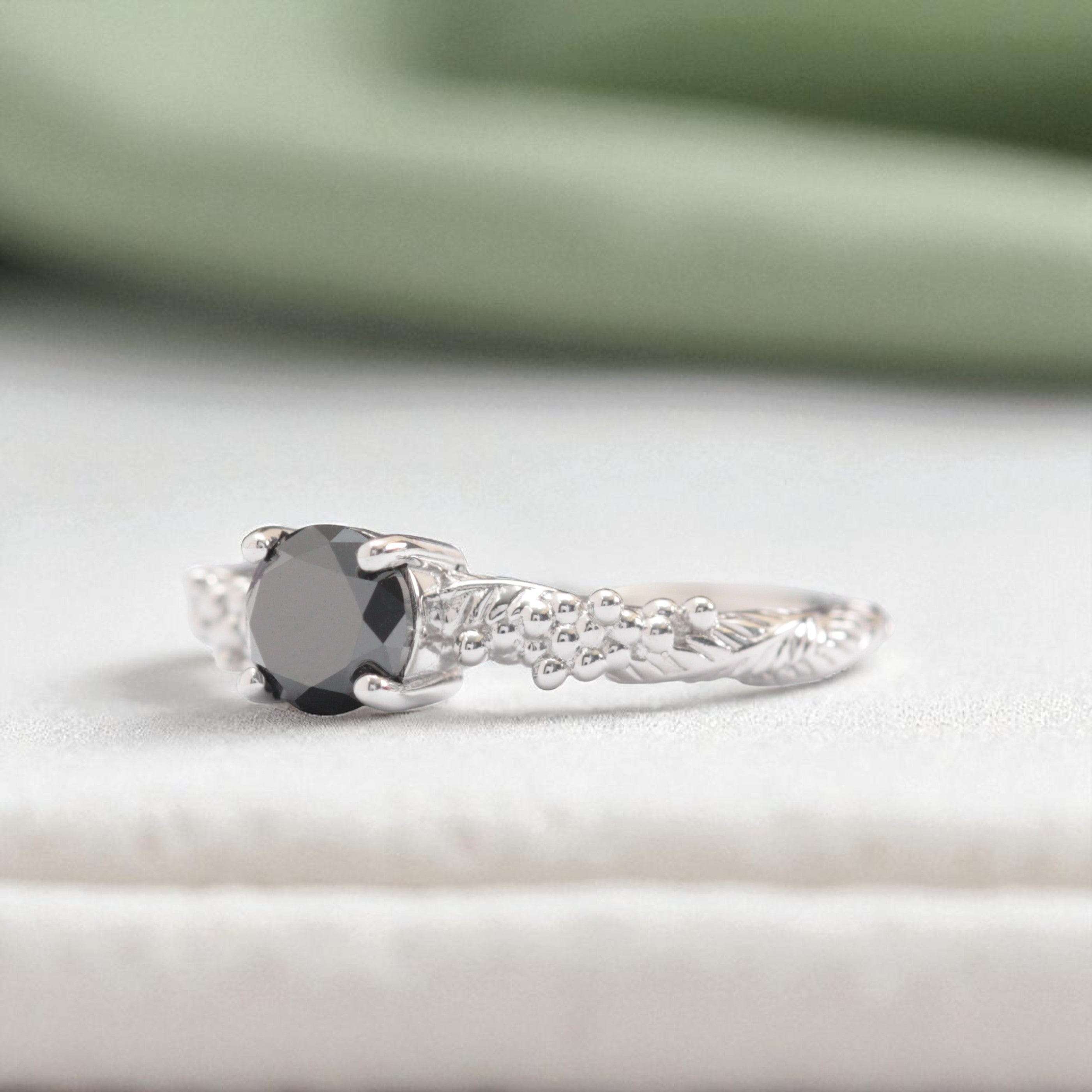 black-diamond-wattle-leaf-engagement-ring-white-gold