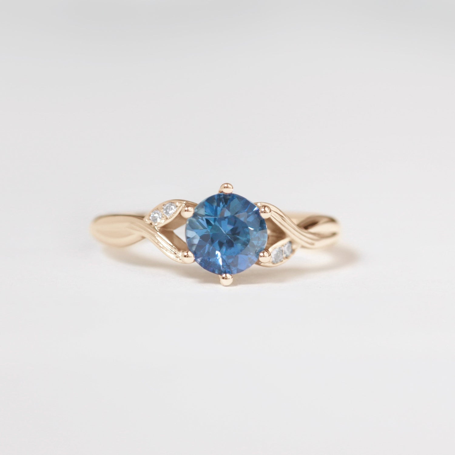 Elaria Lab-Created Blue Sapphire &amp; Diamond Twig Engagement Ring | Nature-Inspired Elvish Design
