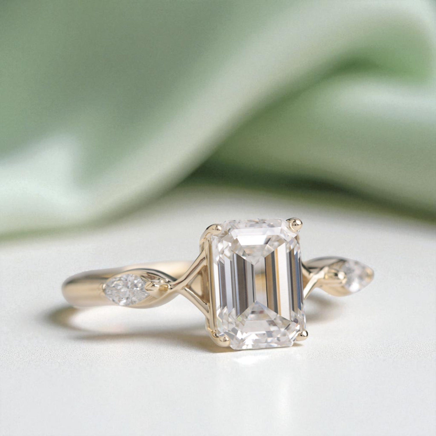 Spellbound Emerald Cut Lab Diamond Engagement Ring