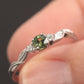Green Sapphire and Diamond Leaf Engagement Ring
