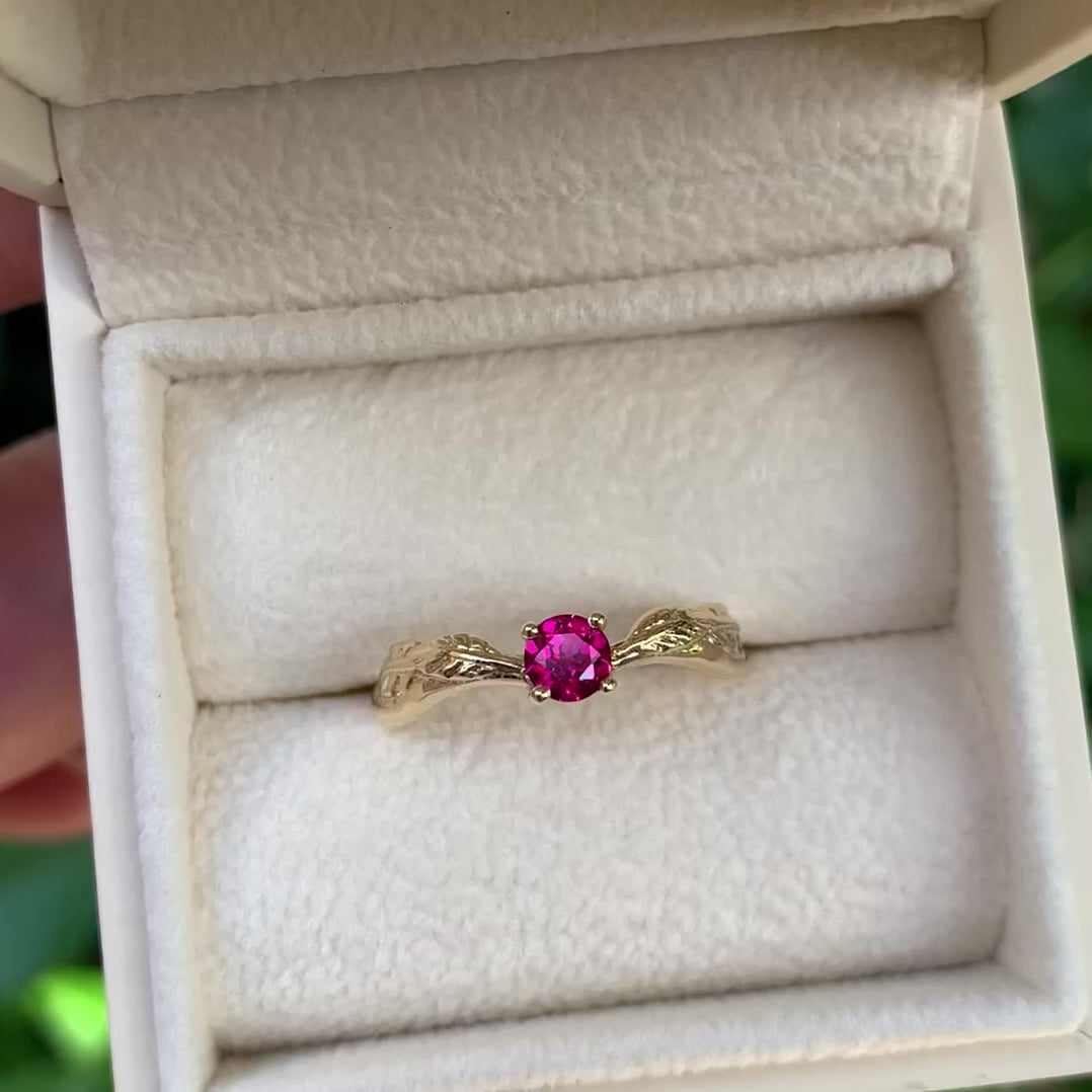 Ember Ruby Leaf Ring