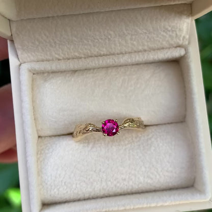 Ember Ruby Leaf Ring