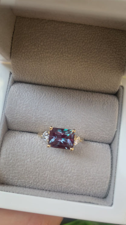 alexandrite and diamond engagement ring