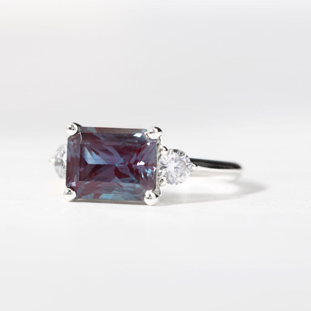 alexandrite and diamond engagement ring white gold