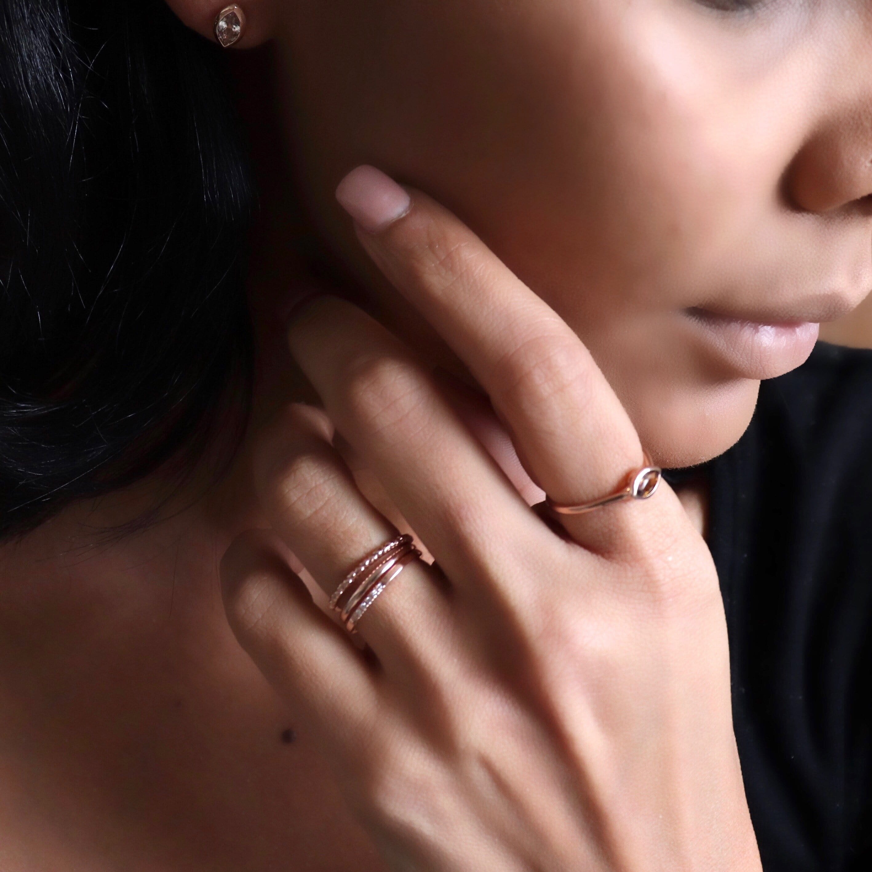 Thin rose gold deals ring