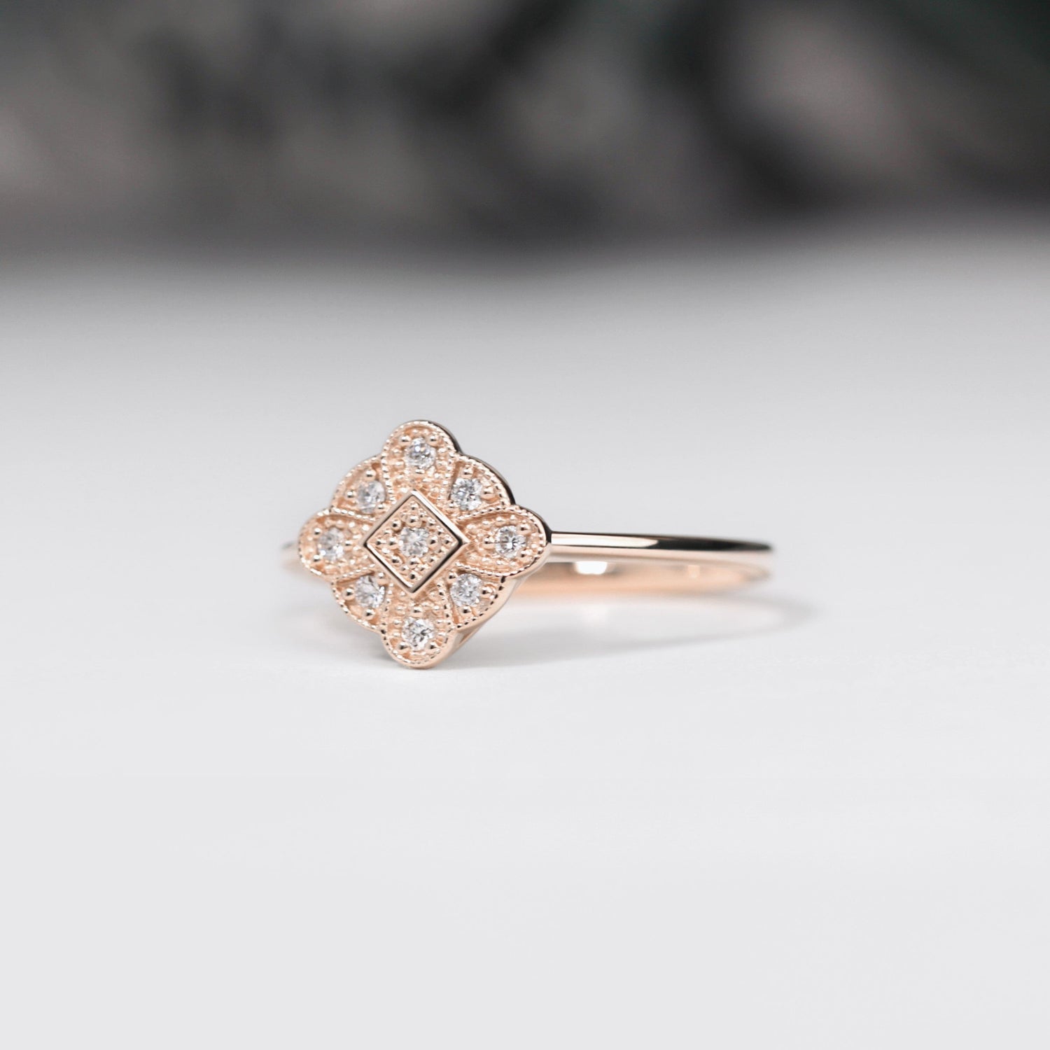 vintage style diamond engagement ring rose gold