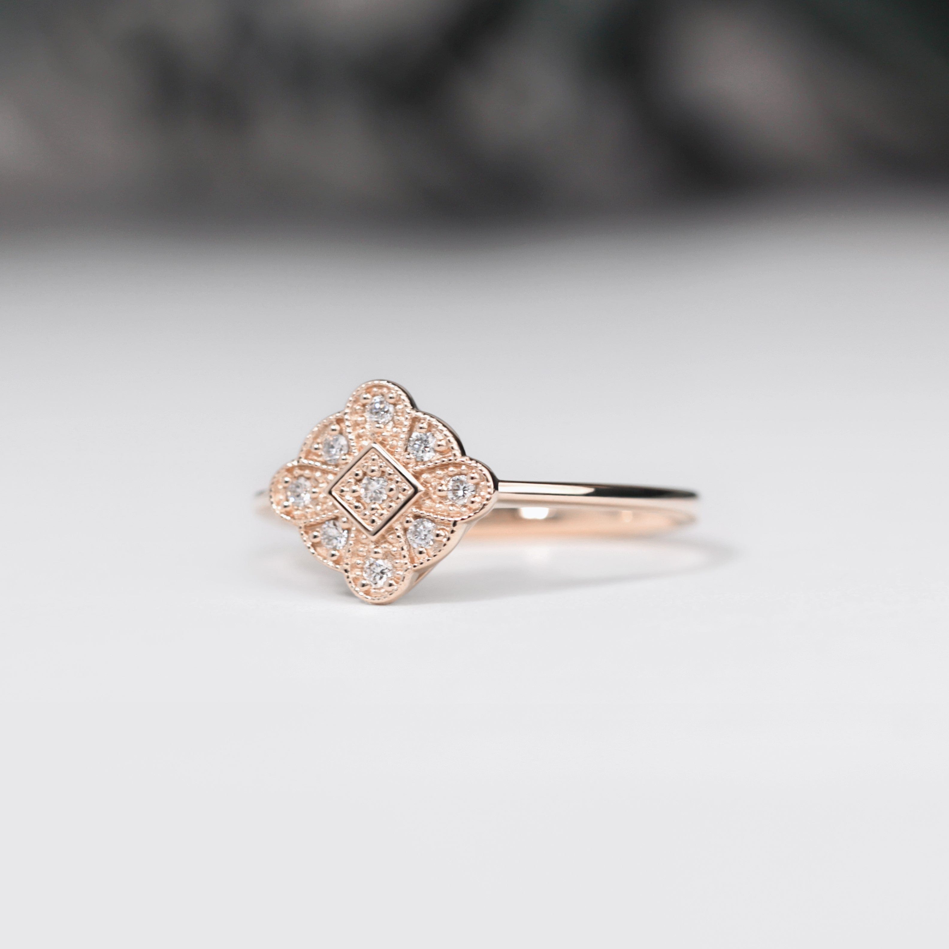 vintage style diamond engagement ring rose gold